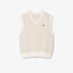 LACOSTE Colete em malha jacquard listrado