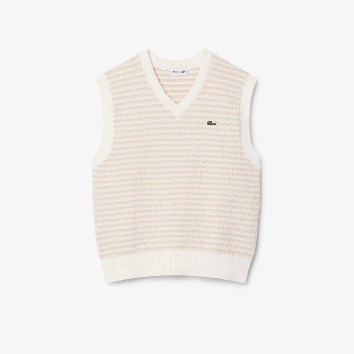 LACOSTE Colete em malha jacquard listrado