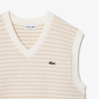 LACOSTE Colete em malha jacquard listrado