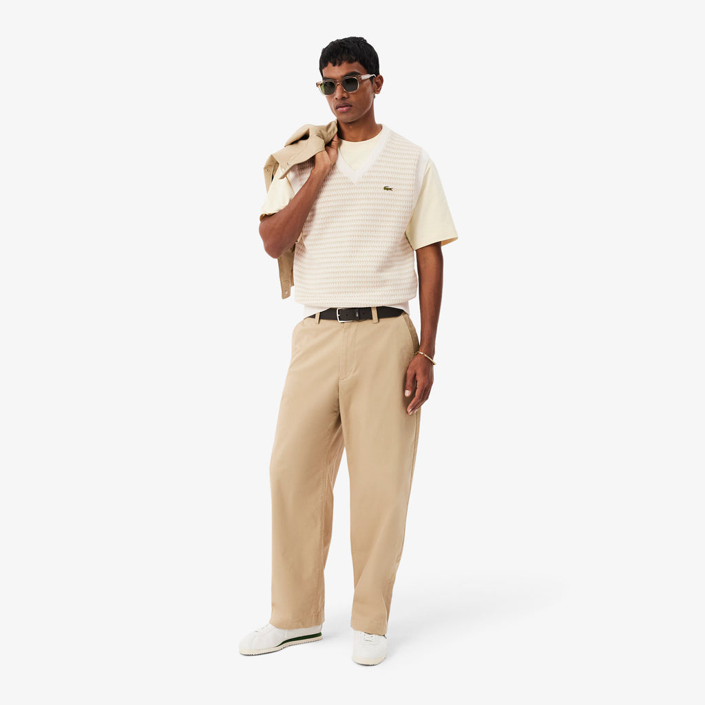 LACOSTE Colete em malha jacquard listrado