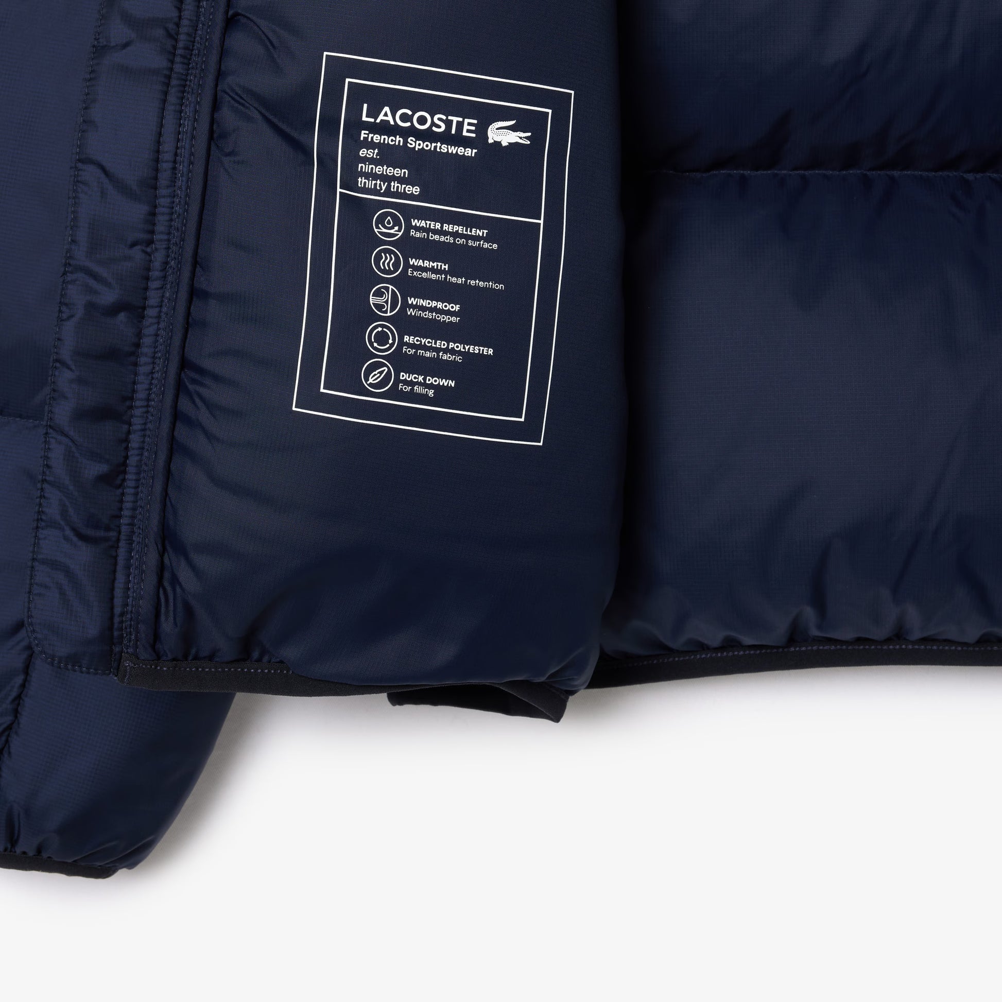 LACOSTE Blusão acolchoado impermeável curto e com capuz - CARISMAstore