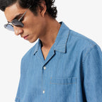 LACOSTE Camisa de ganga com colarinho Aberto