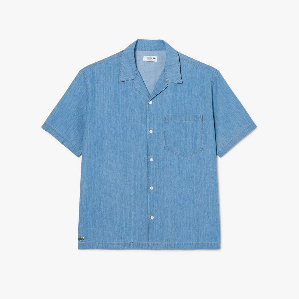 LACOSTE Camisa de ganga com colarinho Aberto