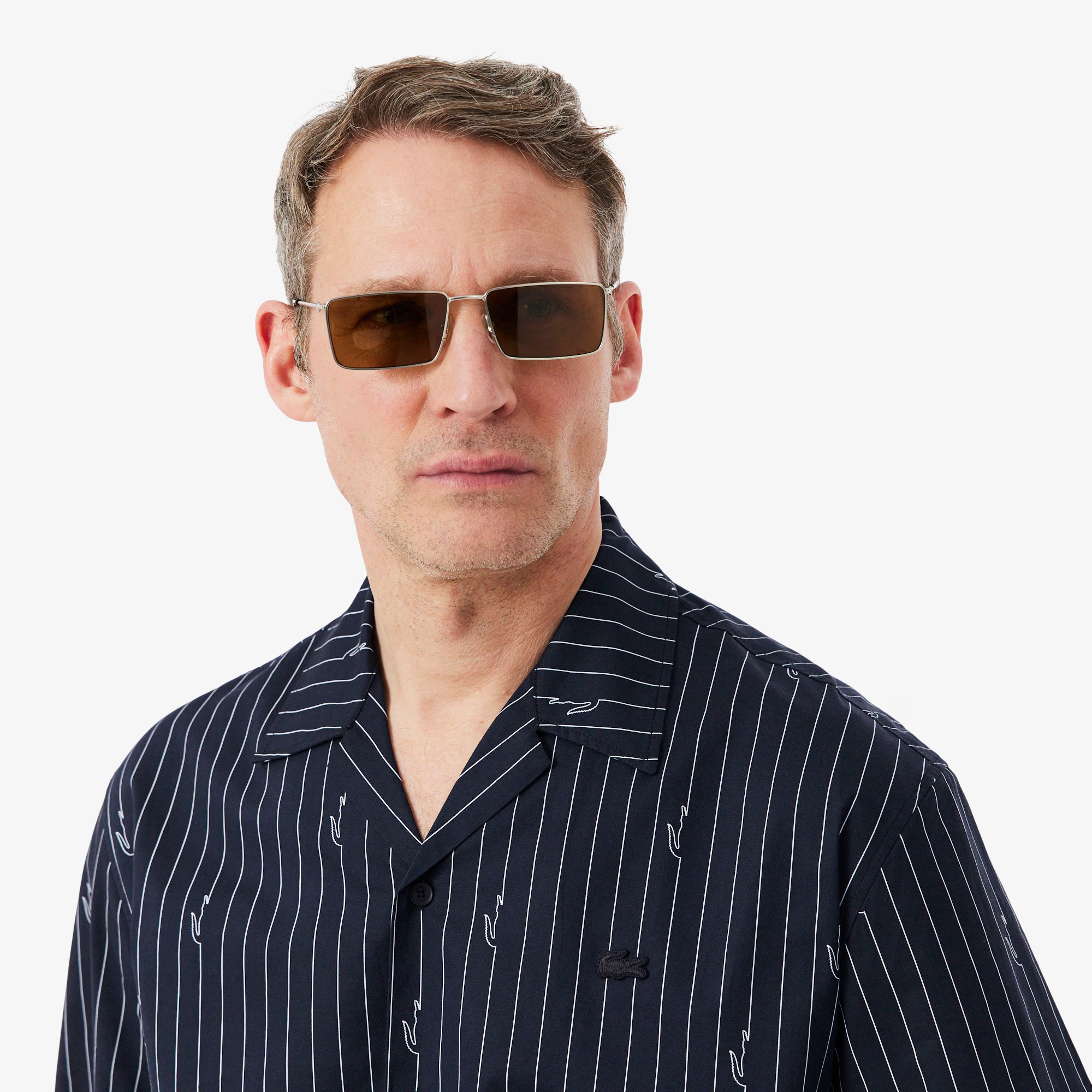 LACOSTE Camisa de sarja com estampado relaxed fit