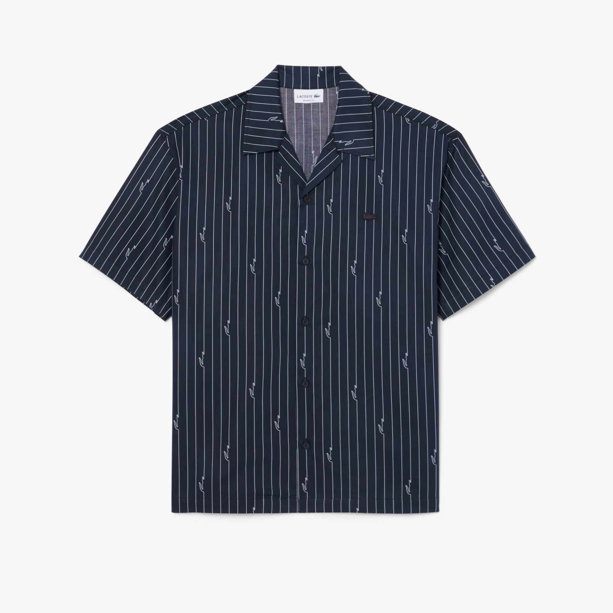 LACOSTE Camisa de sarja com estampado relaxed fit