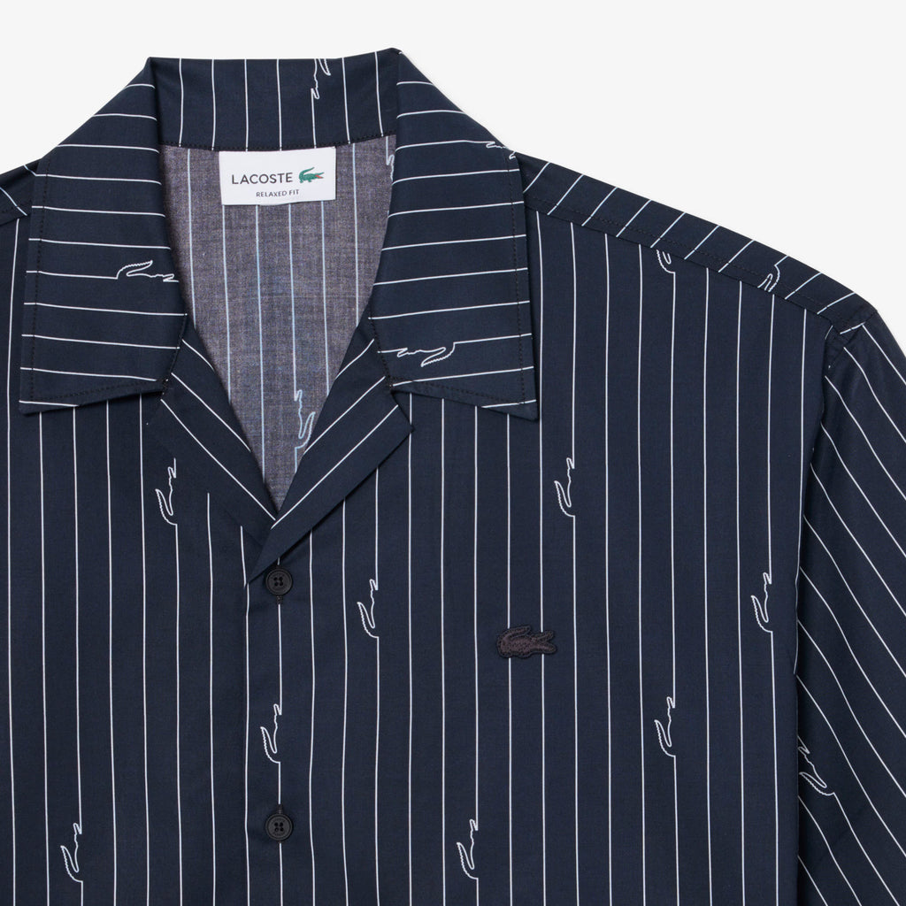 LACOSTE Camisa de sarja com estampado relaxed fit