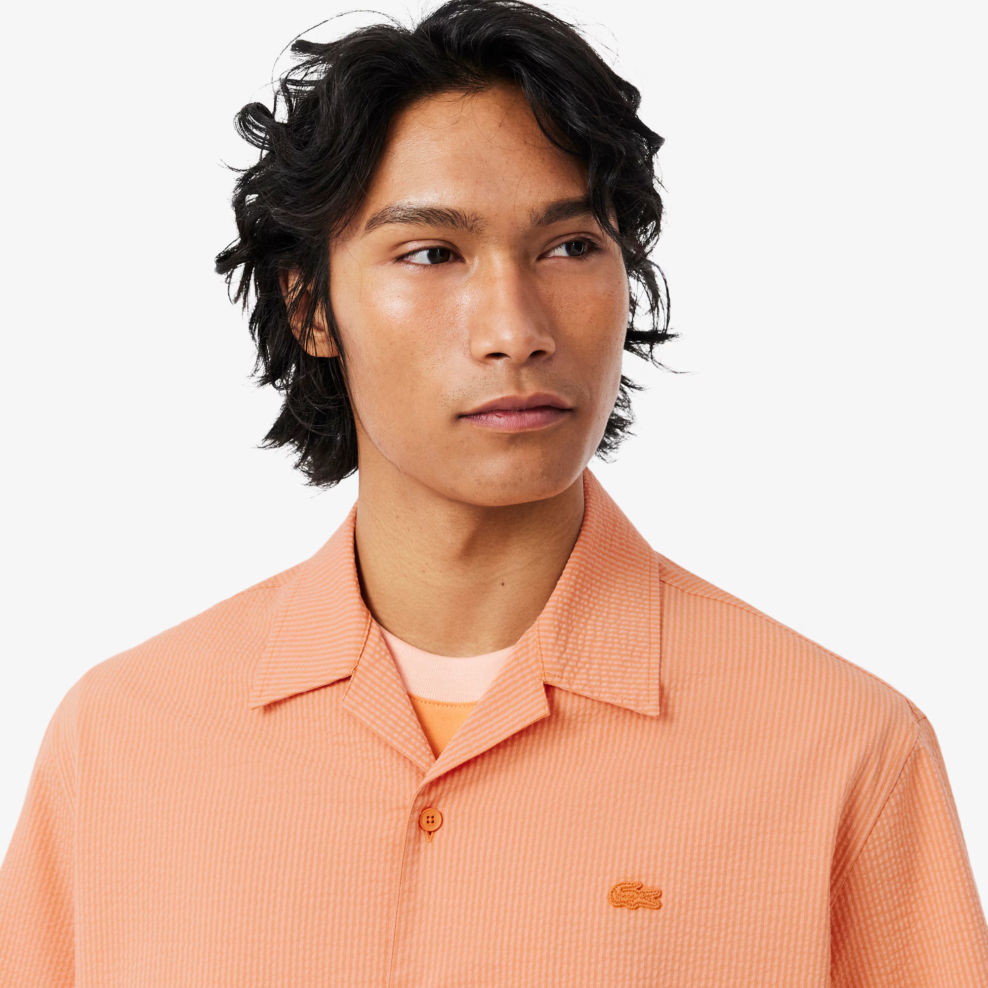 LACOSTE Camisa relaxed fit em seersucker