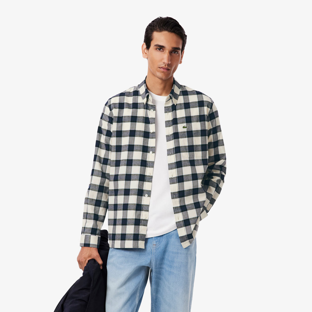 LACOSTE Camisa regular fit em flanela com estampado xadrez - CARISMAstore