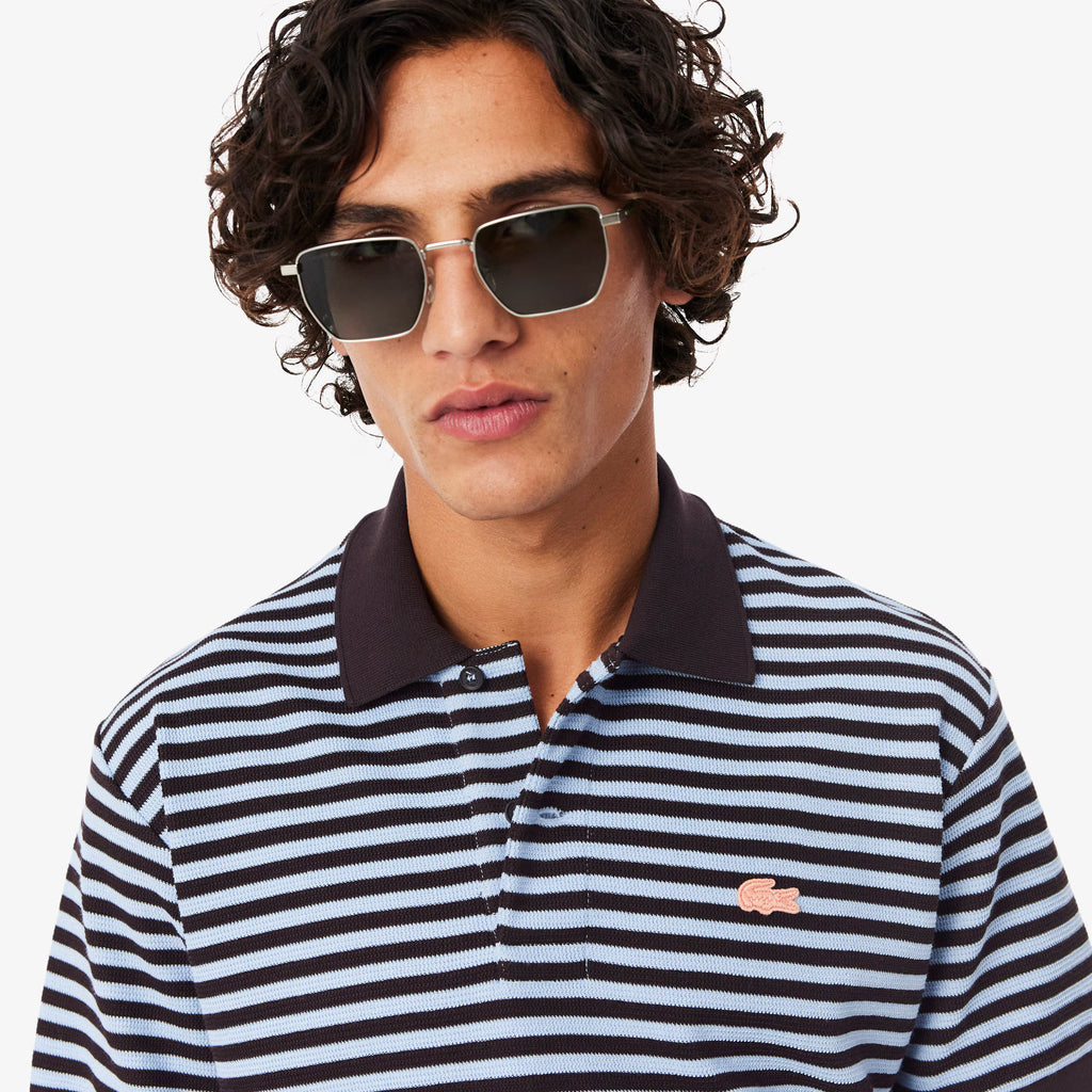LACOSTE Polo listrada texturizada de corte clássico