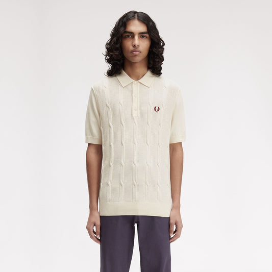 FRED PERRY Polo em malha entrançada texturada