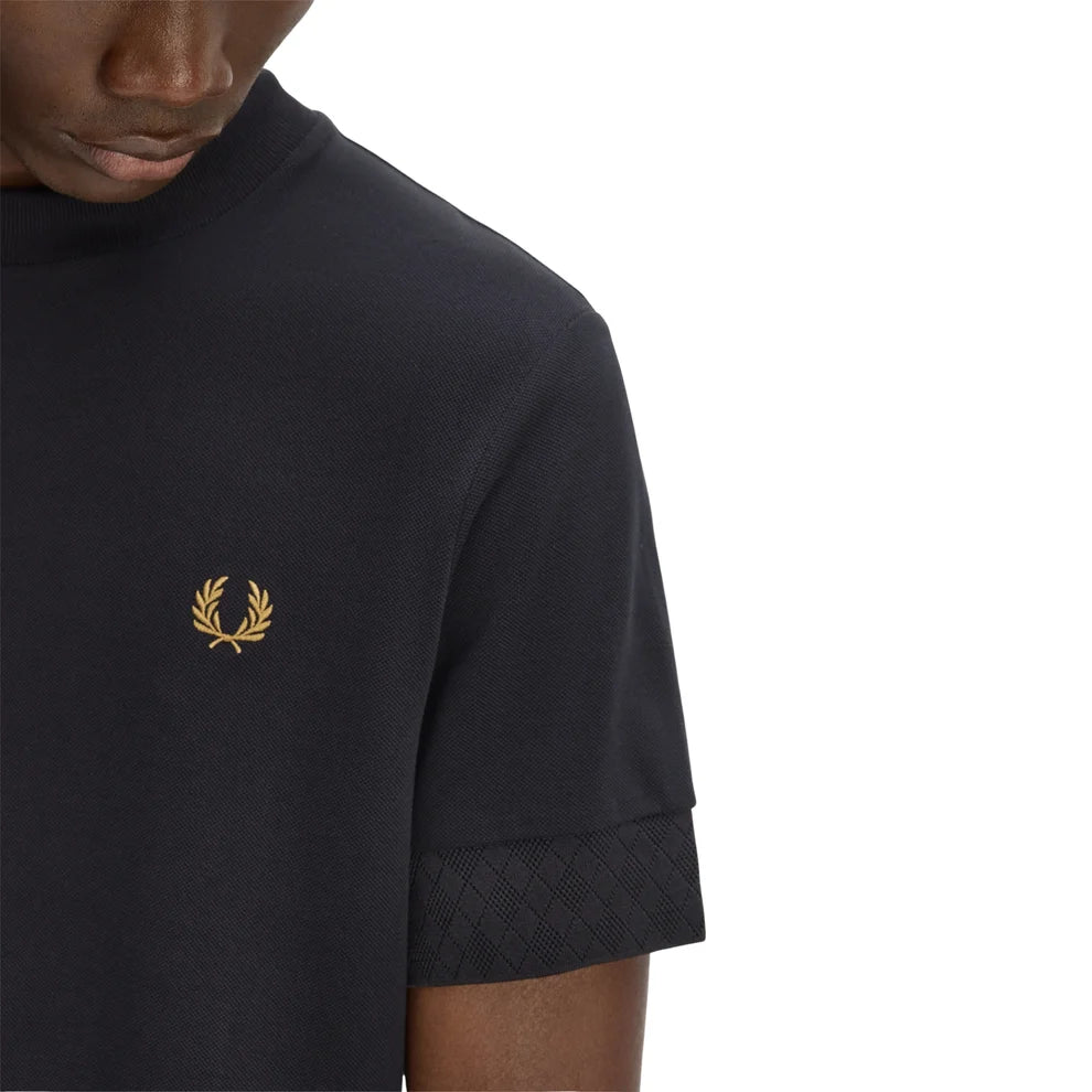 FRED PERRY T-shirt com punho jacquard