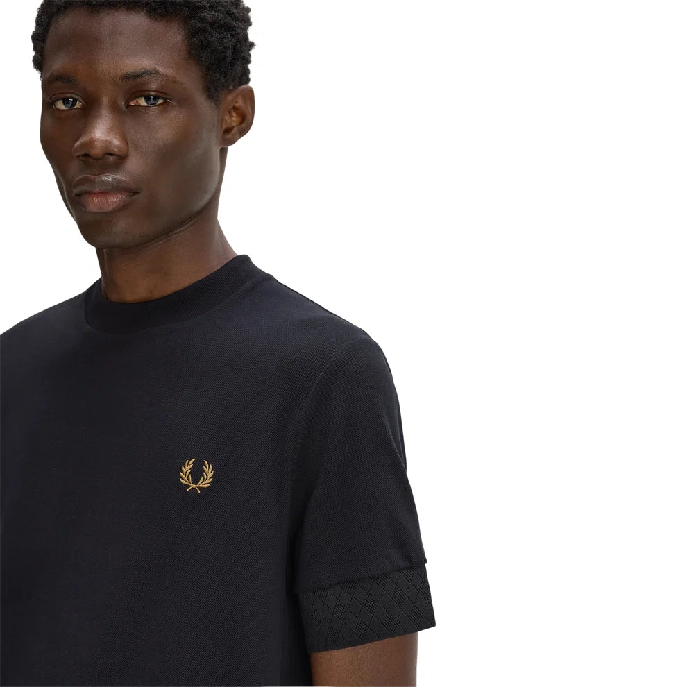 FRED PERRY T-shirt com punho jacquard