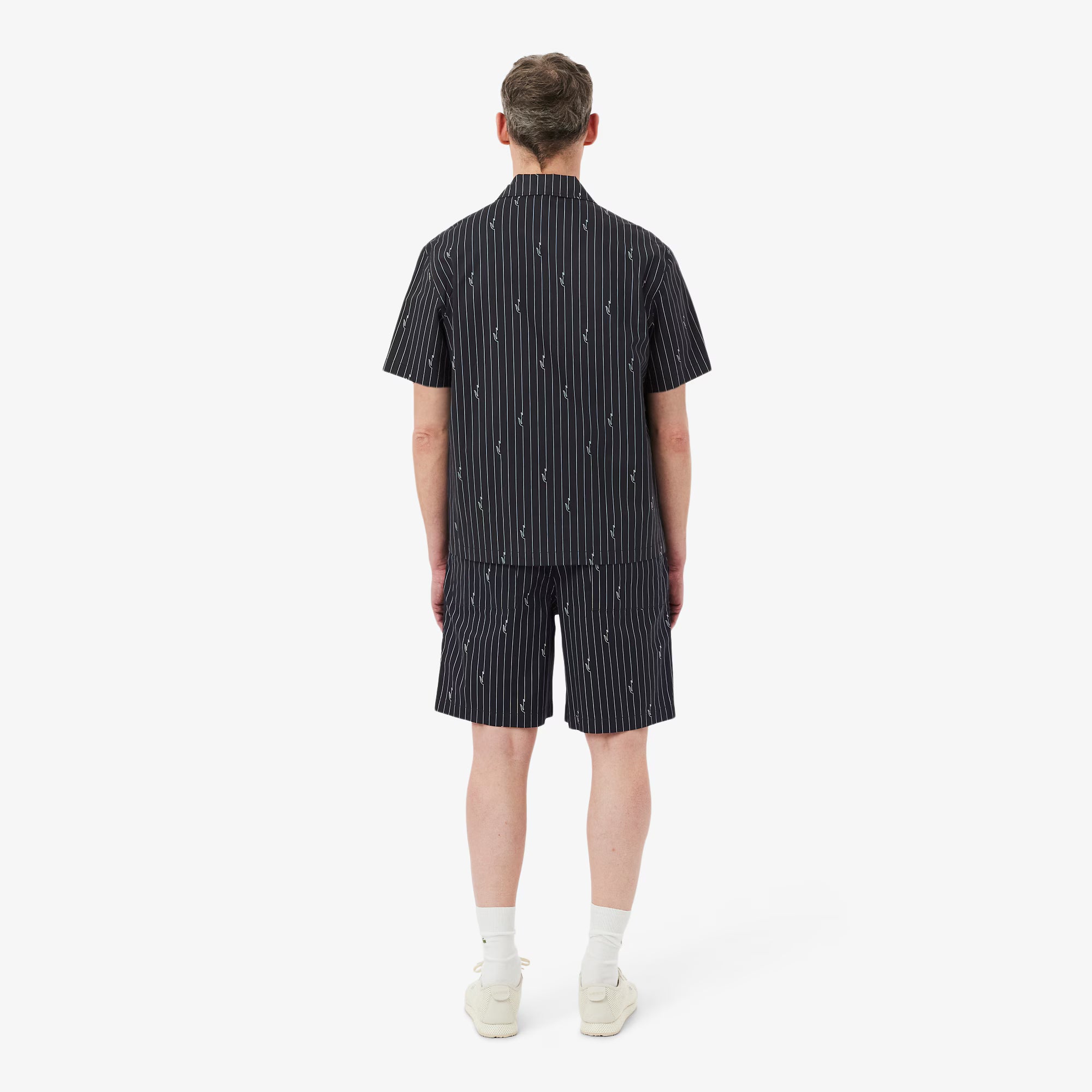 LACOSTE Calções de algodão listrados com estampado