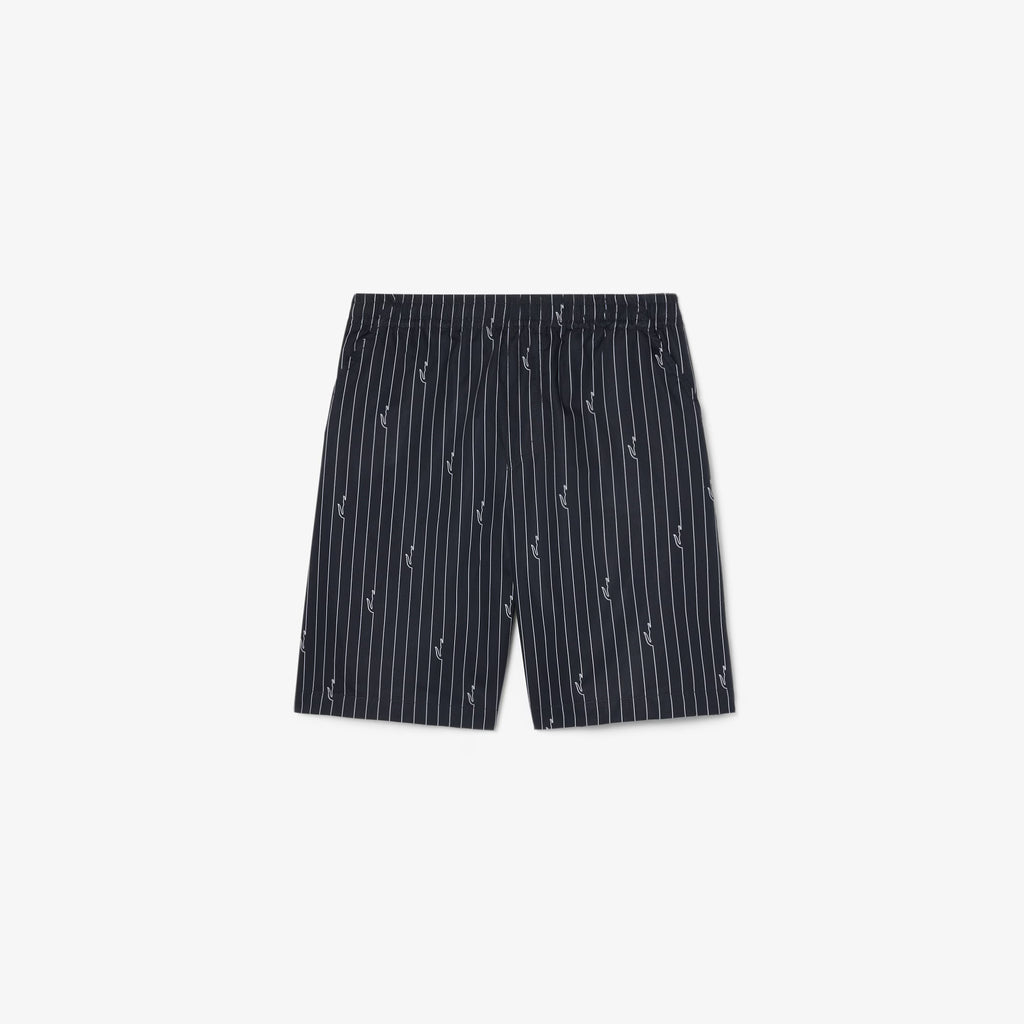 LACOSTE Calções de algodão listrados com estampado