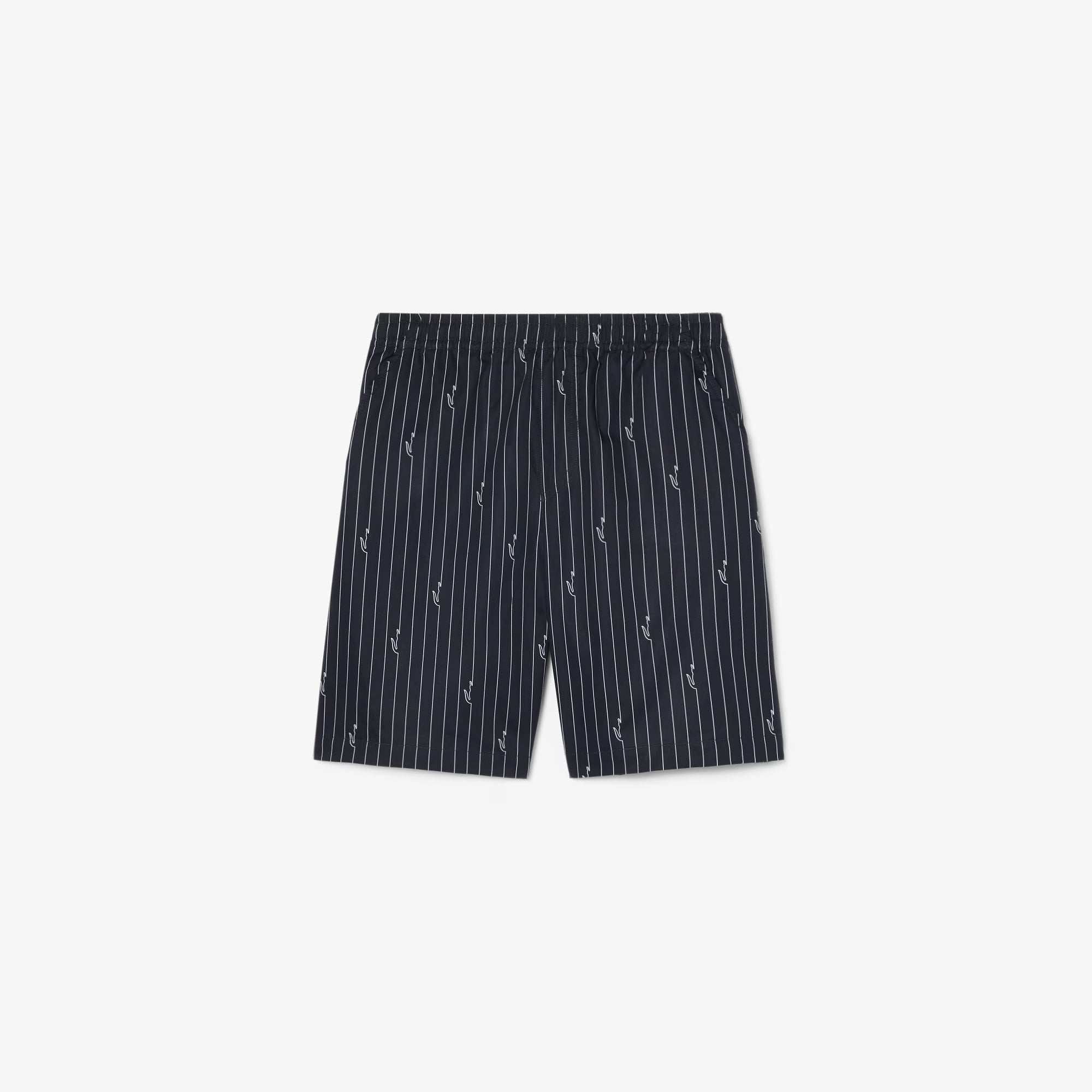 LACOSTE Calções de algodão listrados com estampado