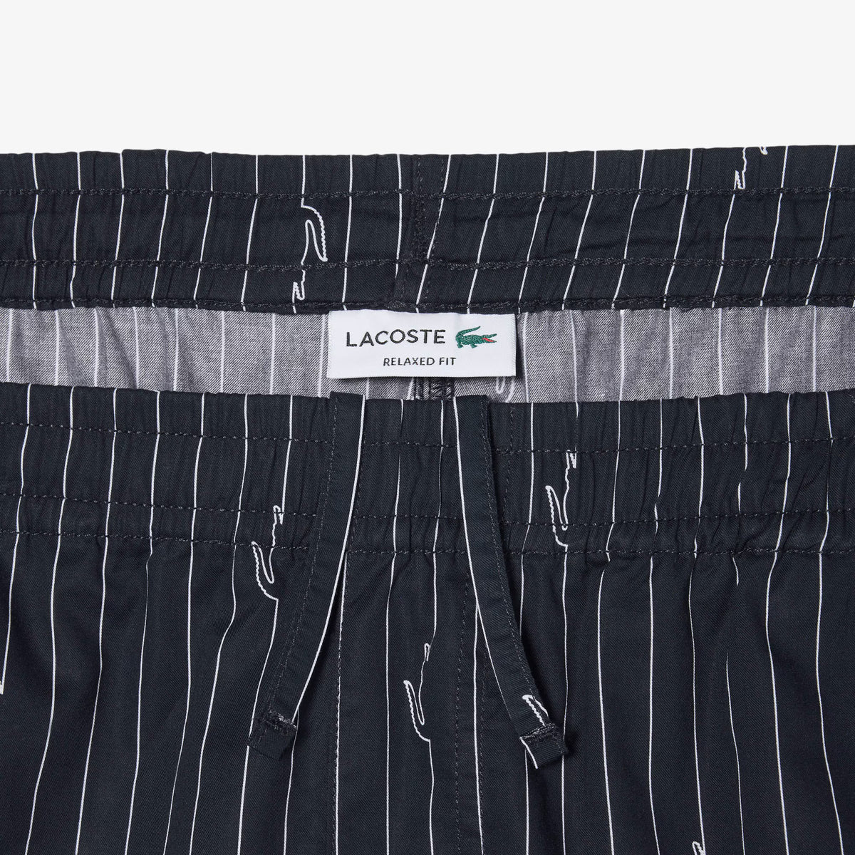 LACOSTE Calções de algodão listrados com estampado
