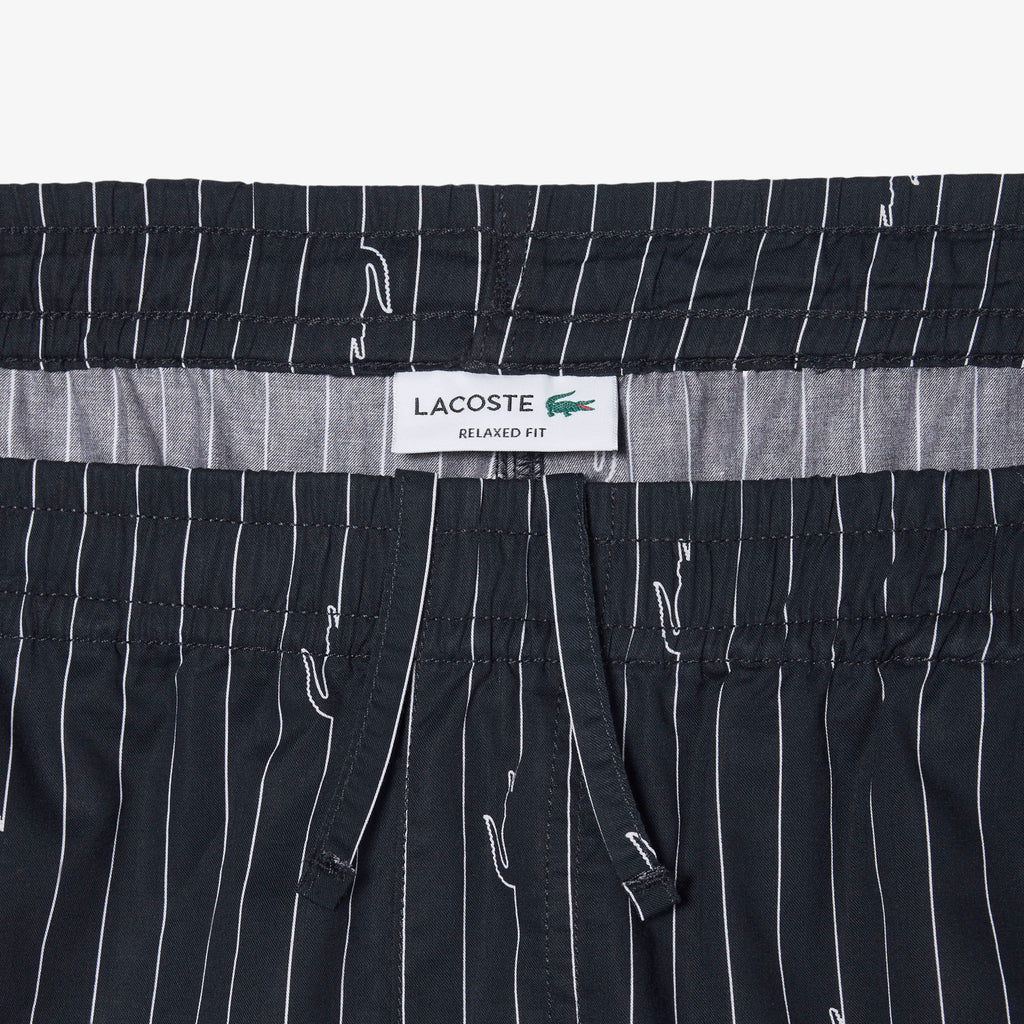 LACOSTE Calções de algodão listrados com estampado