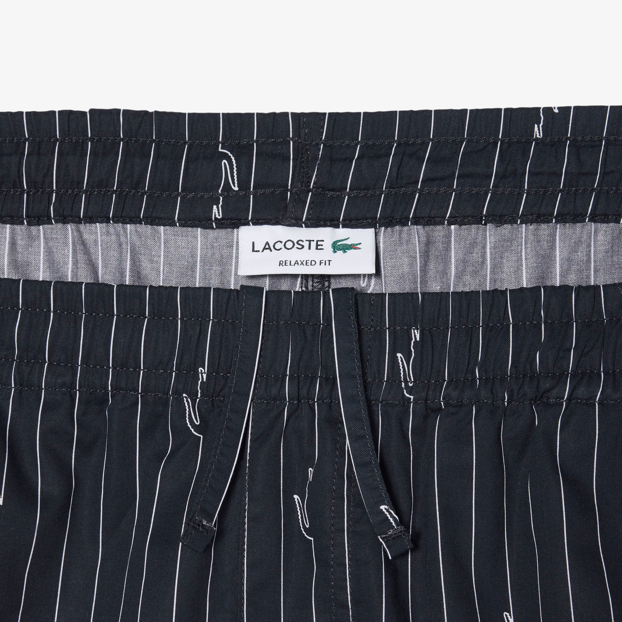 LACOSTE Calções de algodão listrados com estampado