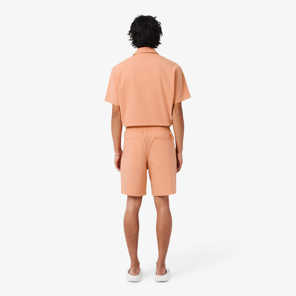 LACOSTE Calções em seersucker de algodão