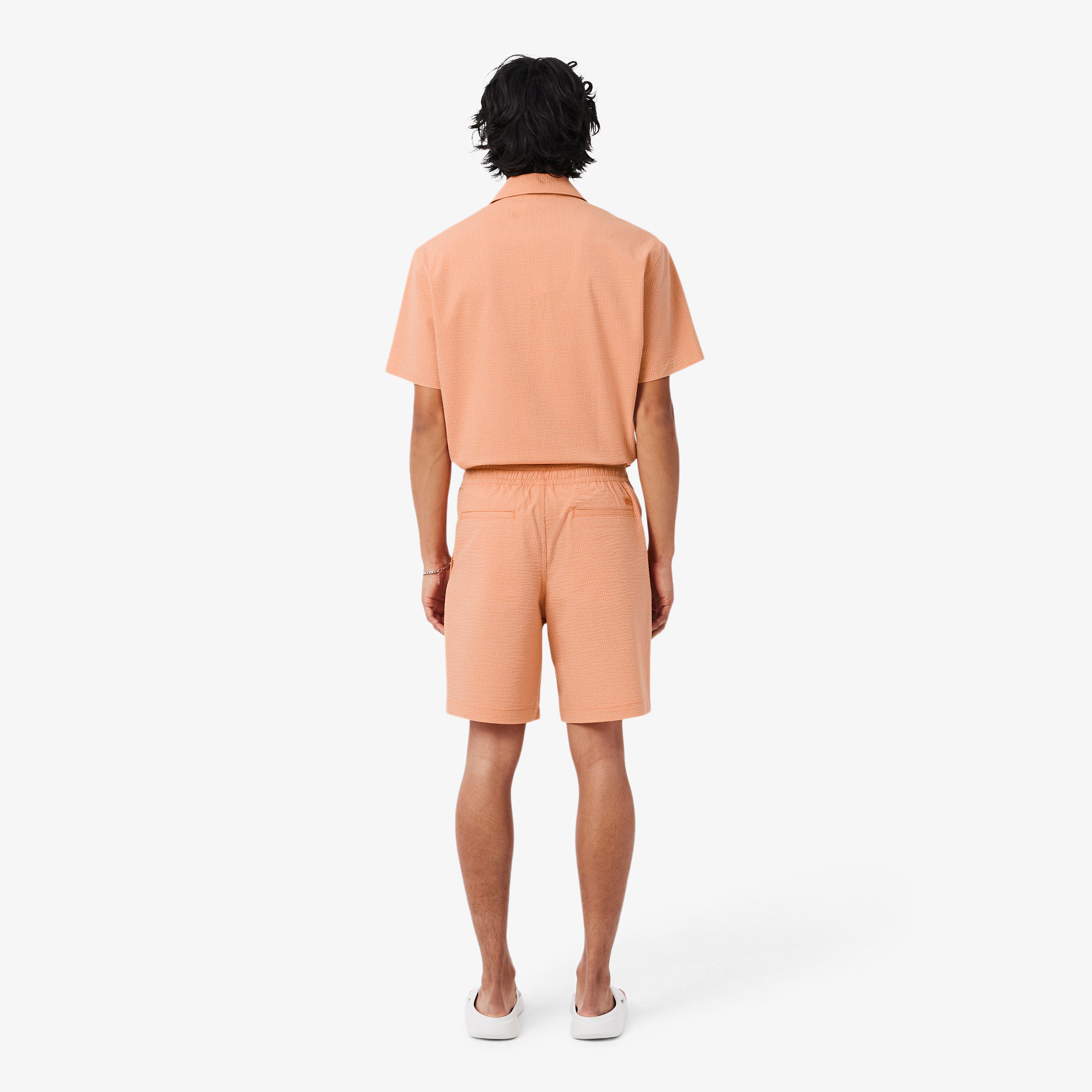 LACOSTE Calções em seersucker de algodão