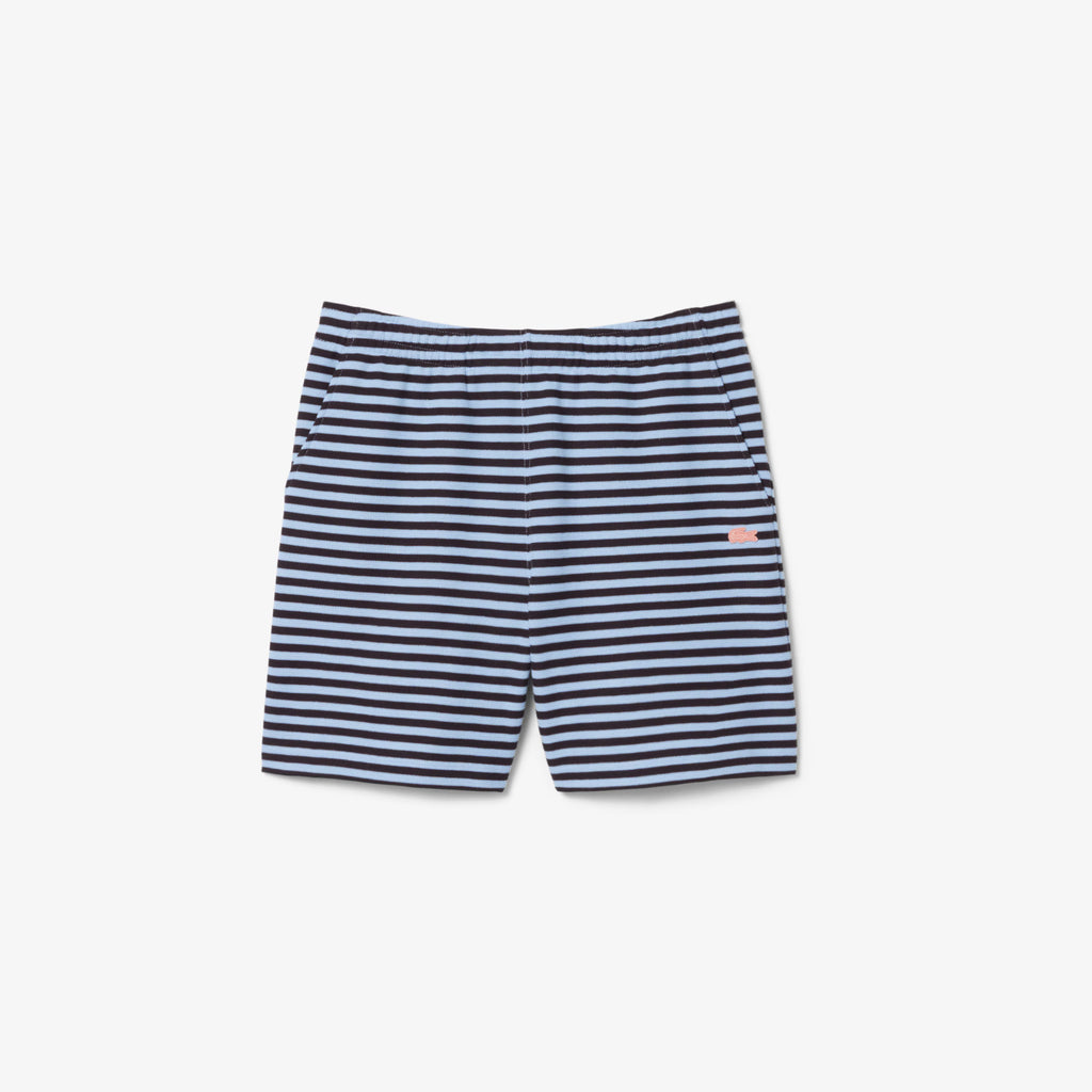 LACOSTE Calções de algodão listrados de corte regular