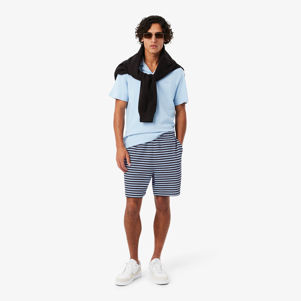 LACOSTE Calções de algodão listrados de corte regular