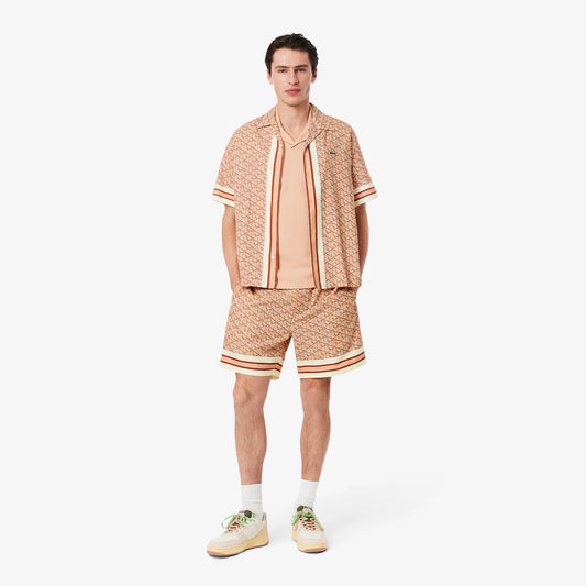 LACOSTE Calções leves com estampado de monogramas