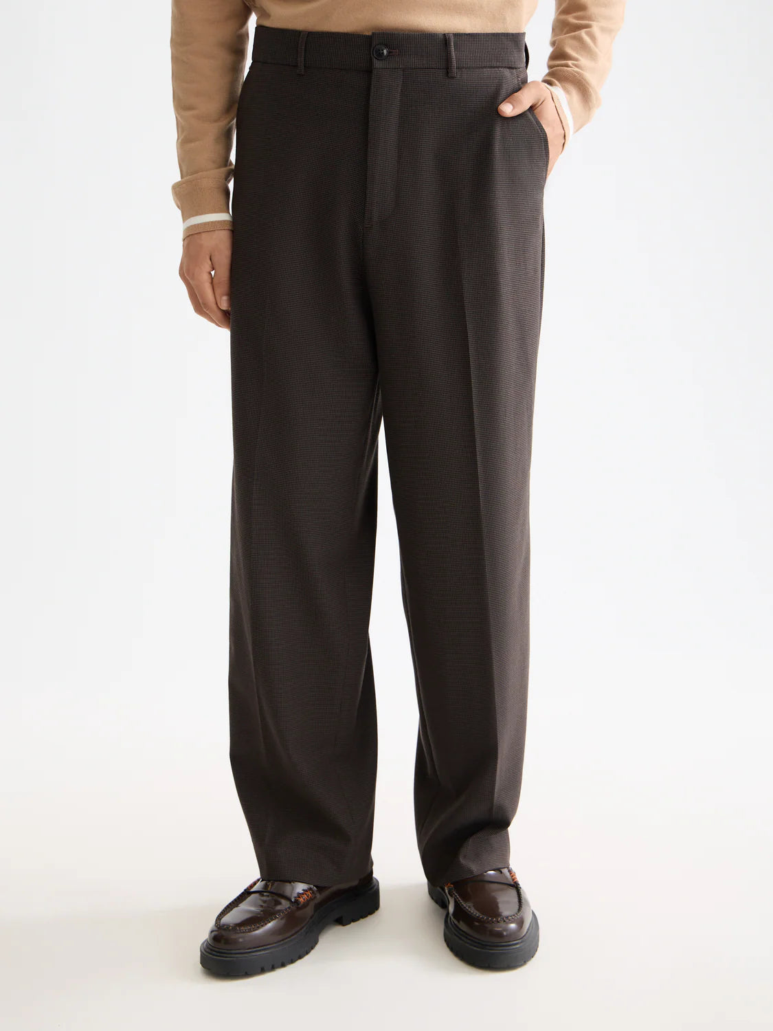 SCOTCH&SODA Calça chino folgada em mistura de lã