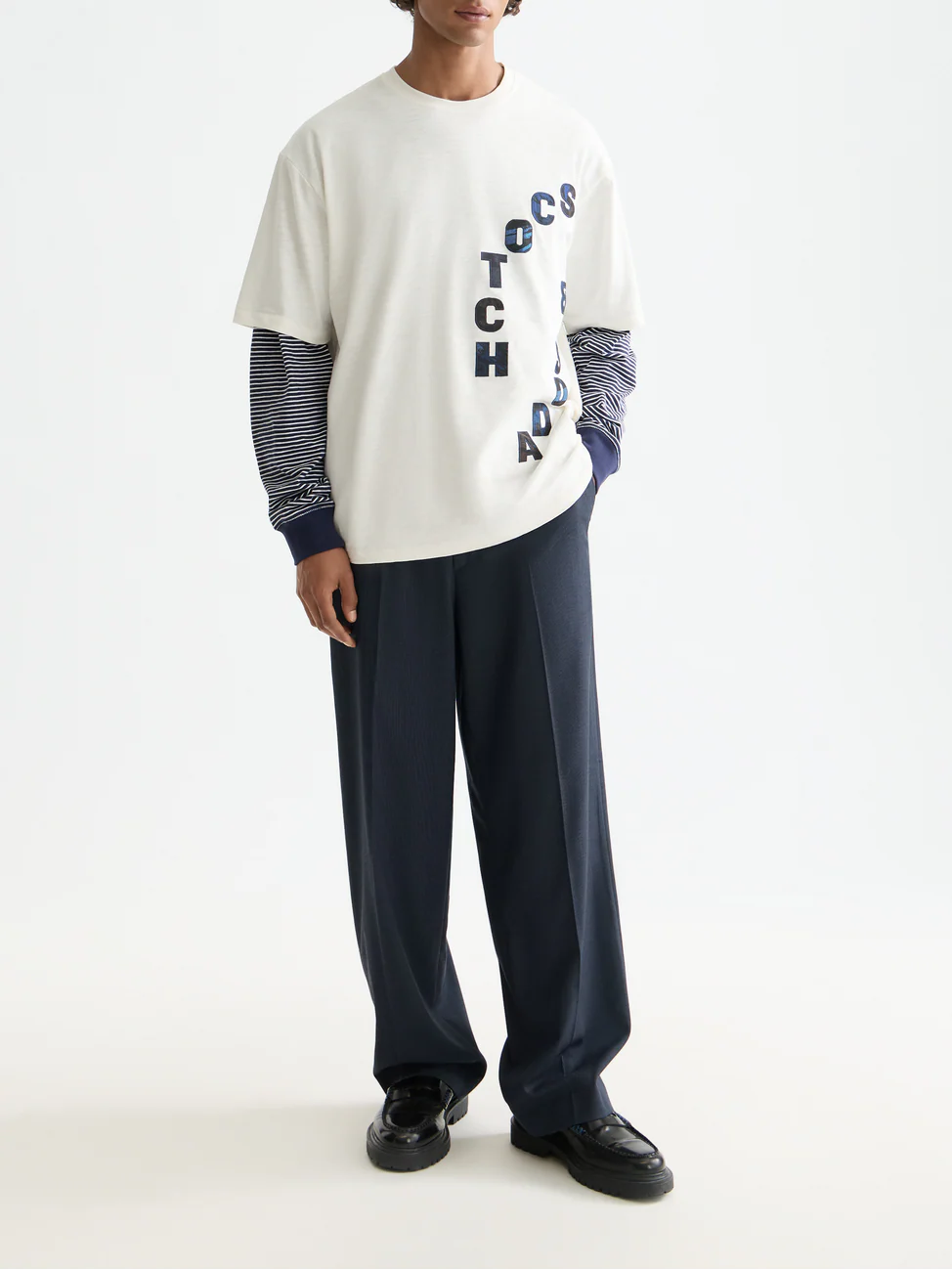 SCOTCH&SODA Calça chino folgada em mistura de lã