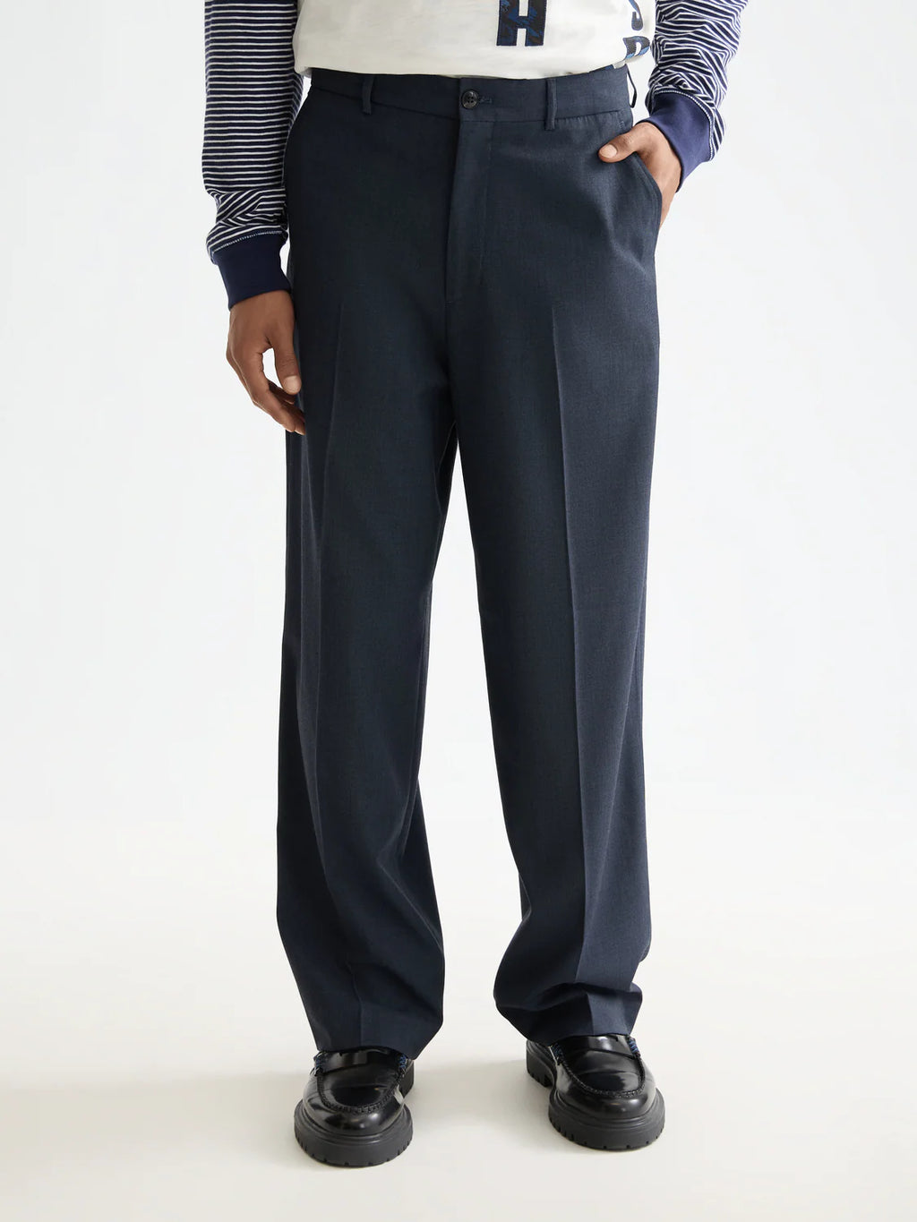SCOTCH&SODA Calça chino folgada em mistura de lã