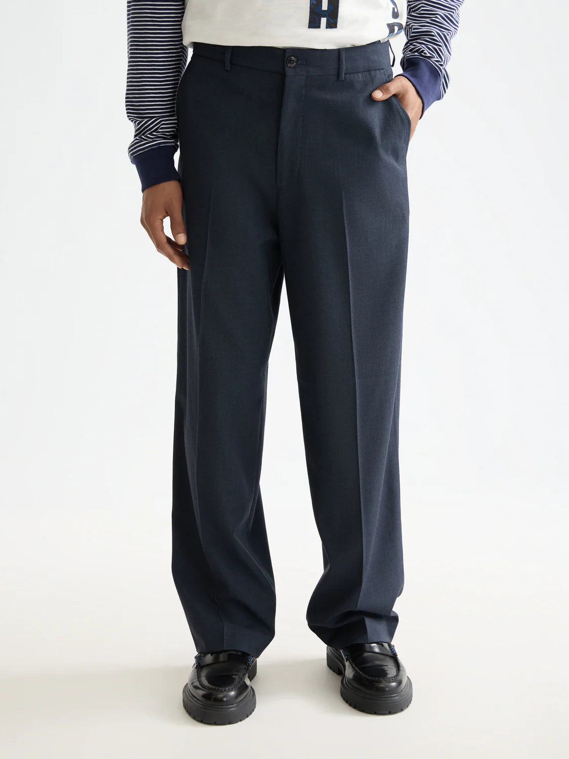 SCOTCH&SODA Calça chino folgada em mistura de lã