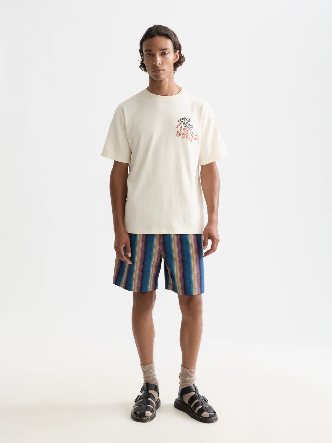 SCOTCH&SODA T-shirt comemorativa do 40º aniversário com bordado descontraido