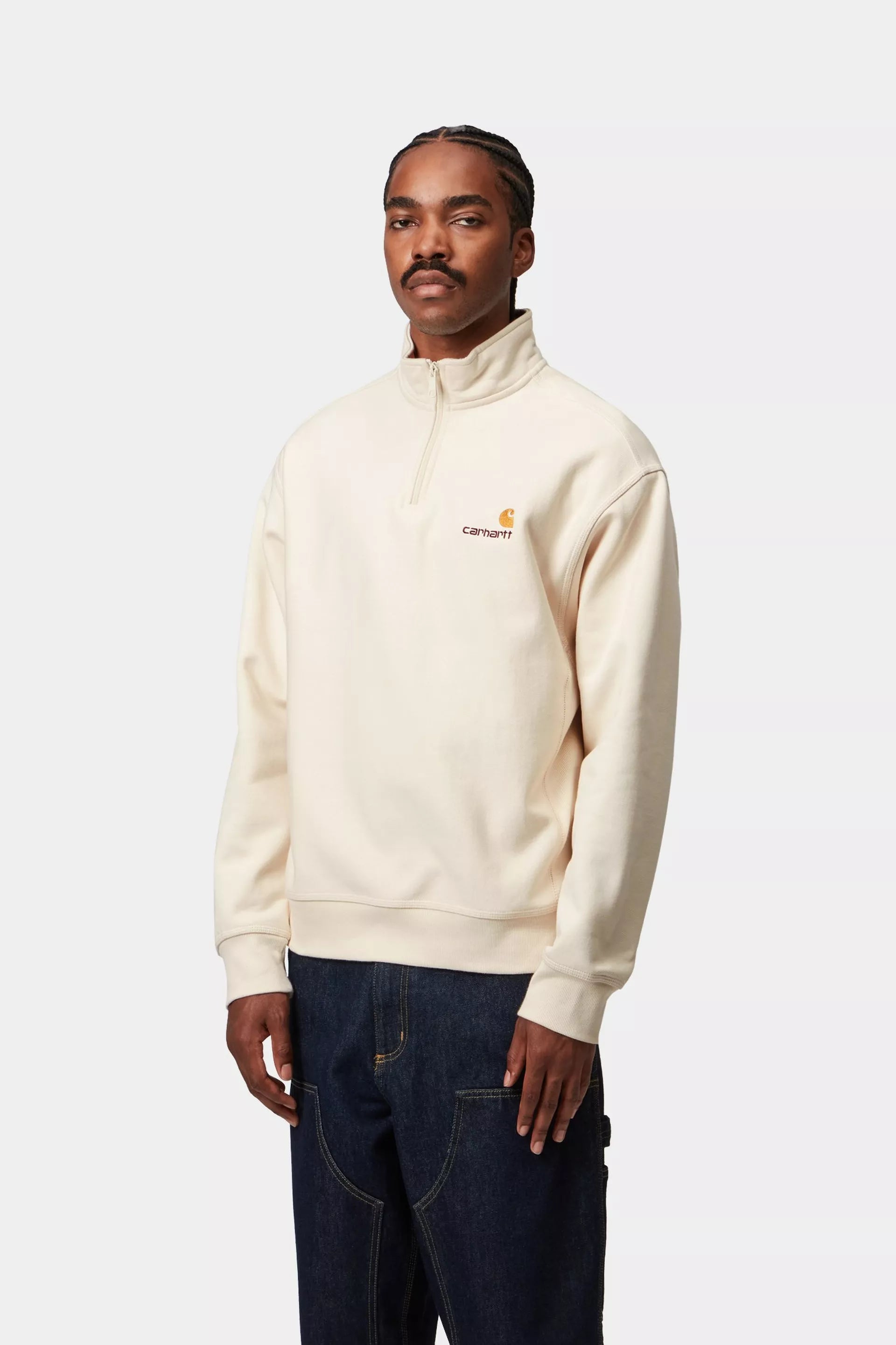 CARHARTT com meio zíper e estampa american script