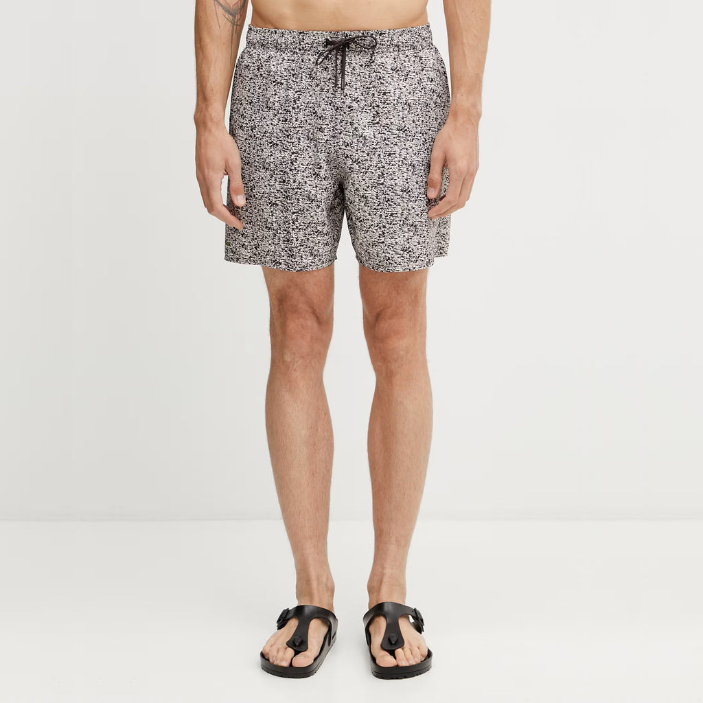 LACOSTE Calções de banho com estampado de comprimento médio