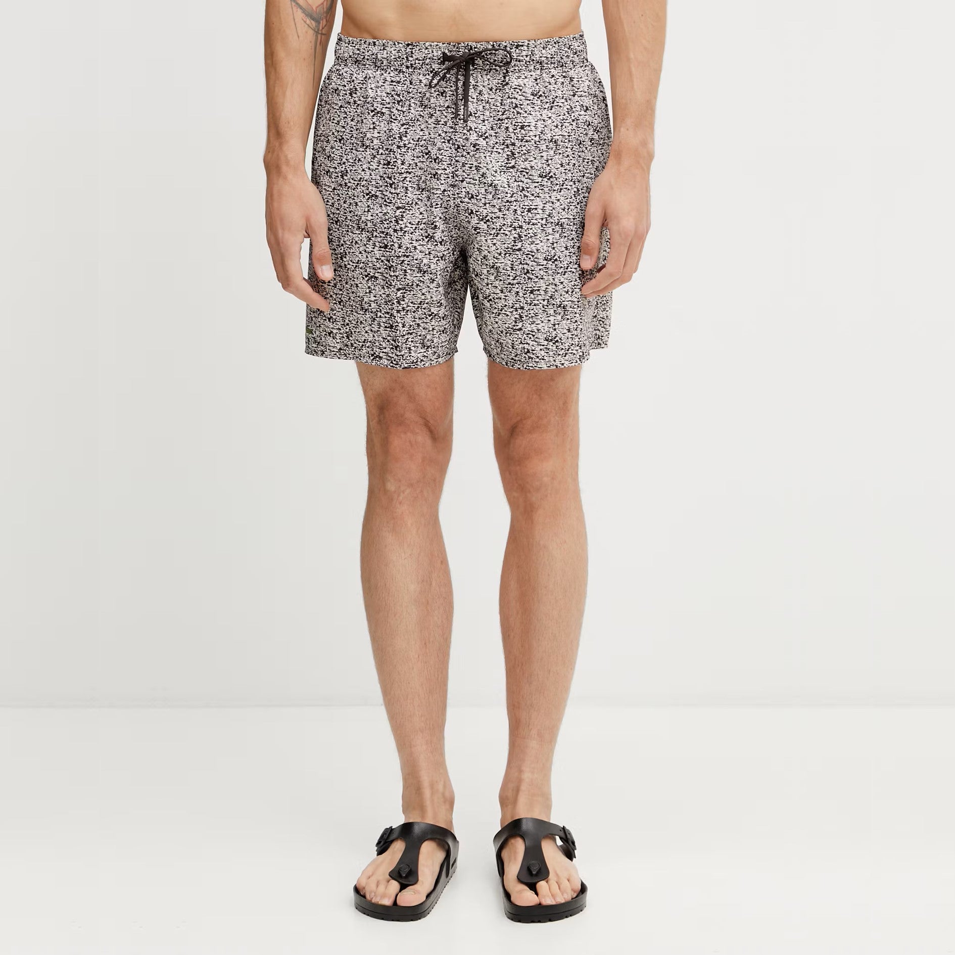 LACOSTE Calções de banho com estampado de comprimento médio