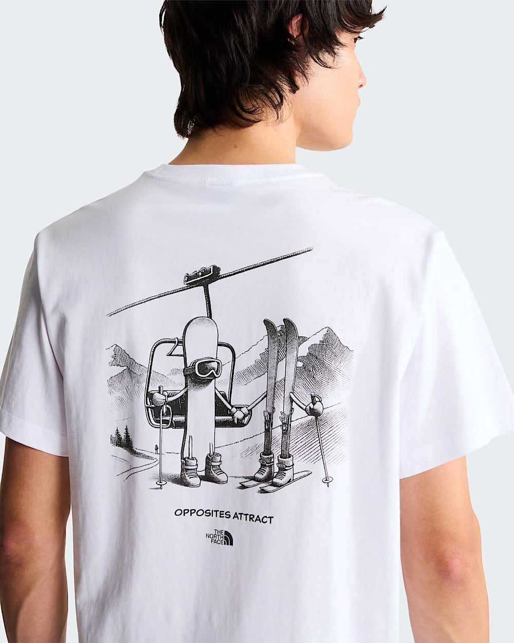 THE NORTH FACE T-shirt descontraída com gráfico opposites attract unissexo