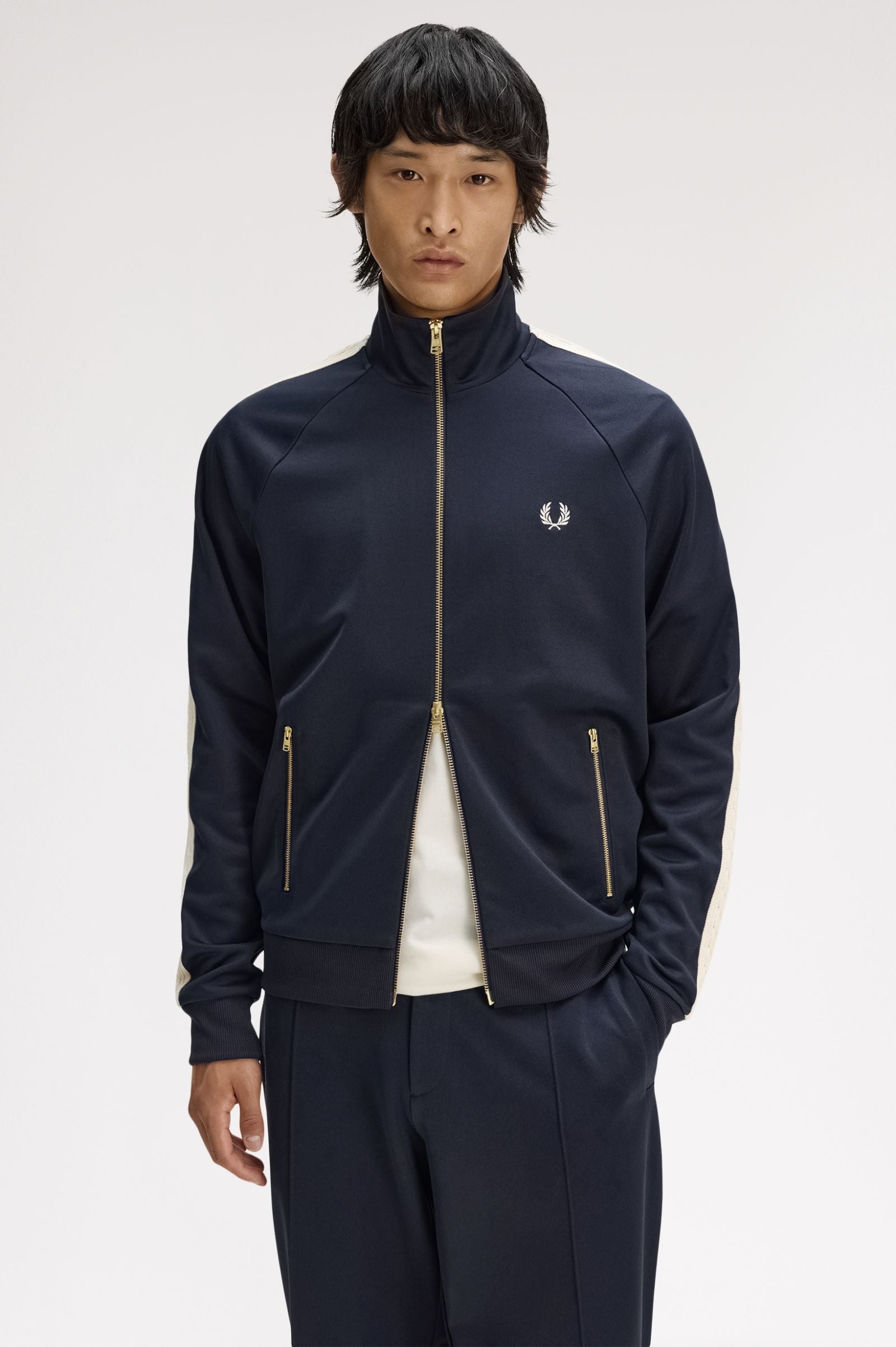FRED PERRY Casaco de fato de treino com fita em malha entrançada