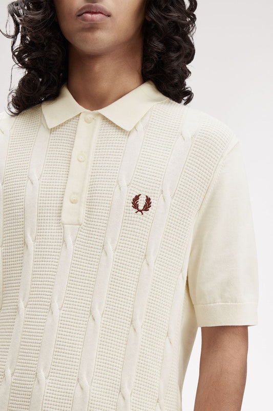 FRED PERRY Polo em malha entrançada texturada