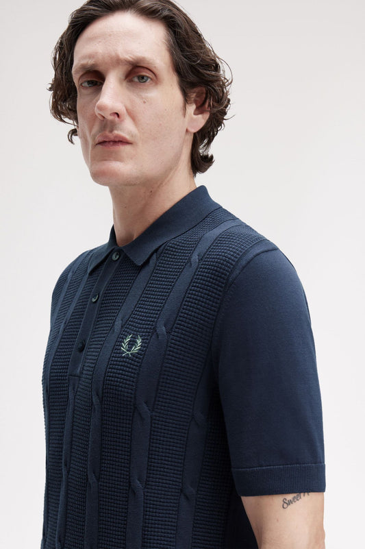 FRED PERRY Polo em malha entrançada texturada