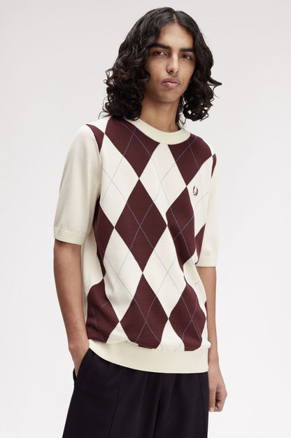 FRED PERRY T-shirt em malha com argyle - CARISMAstore
