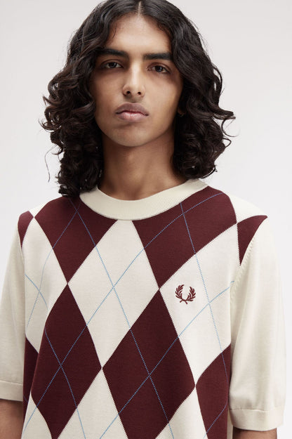 FRED PERRY T-shirt em malha com argyle - CARISMAstore