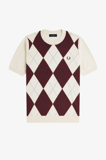 FRED PERRY T-shirt em malha com argyle - CARISMAstore