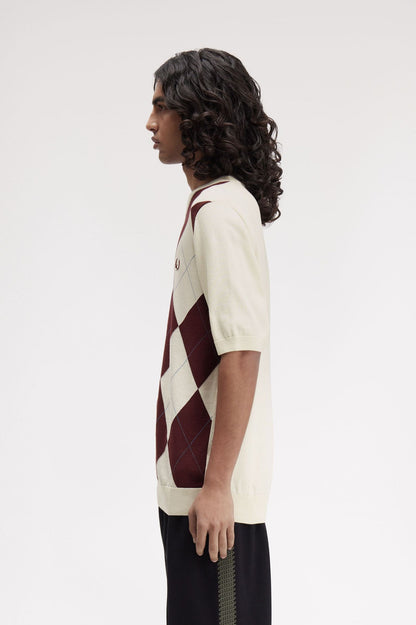 FRED PERRY T-shirt em malha com argyle - CARISMAstore