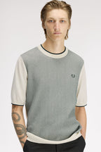FRED PERRY T-shirt em malha com losangos tónica