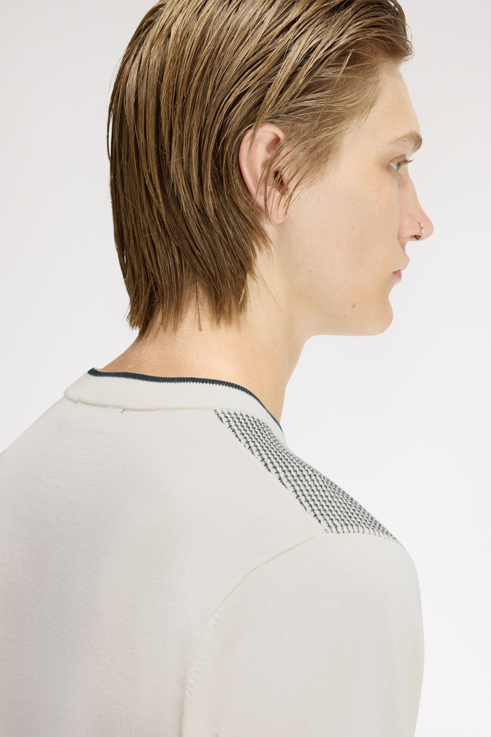 FRED PERRY T-shirt em malha com losangos tónica