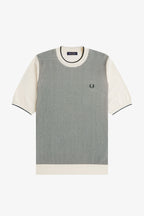 FRED PERRY T-shirt em malha com losangos tónica