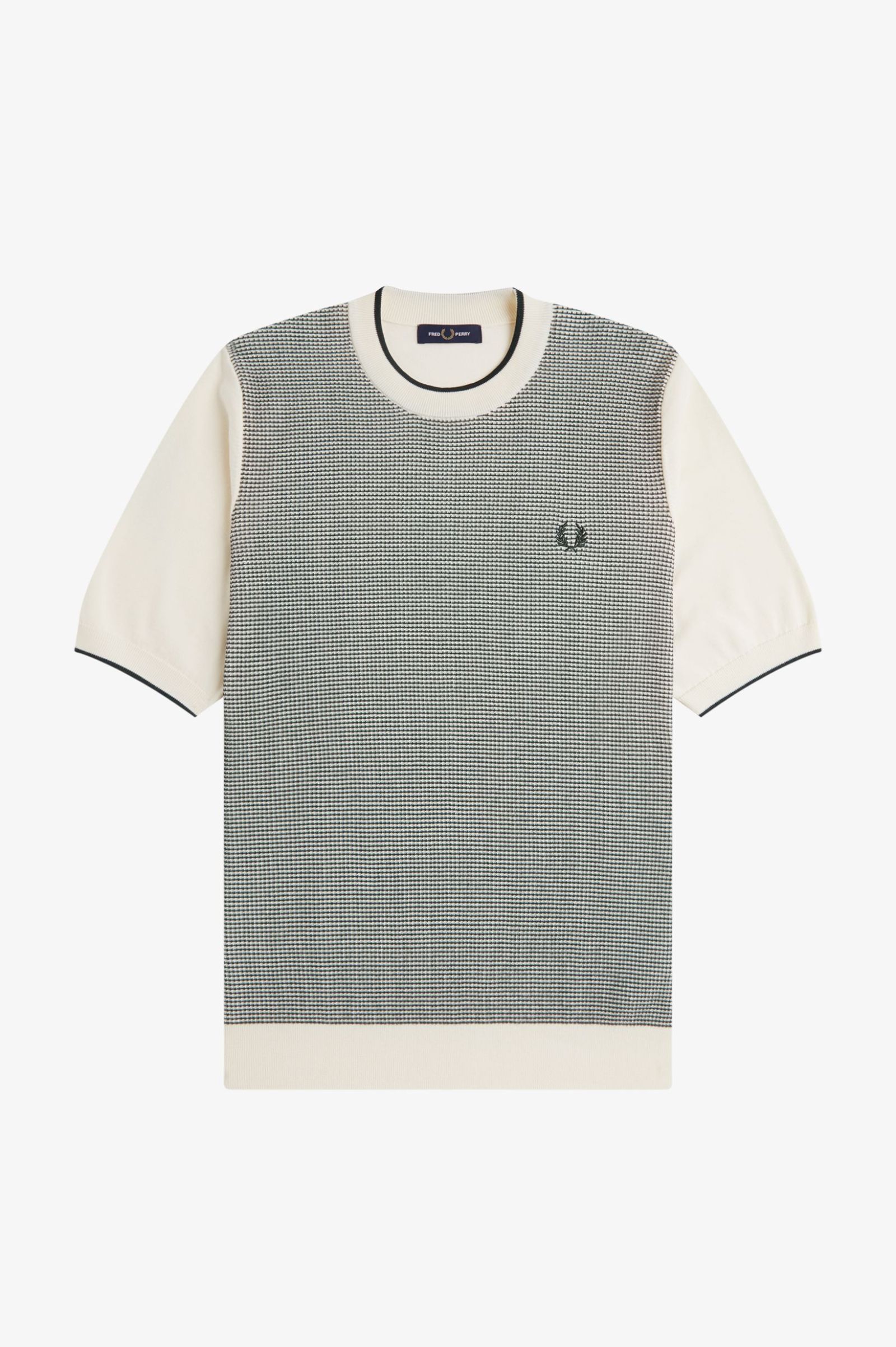 FRED PERRY T-shirt em malha com losangos tónica