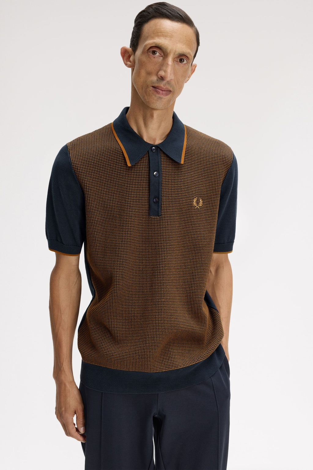 FRED PERRY Polo em malha com losangos tónico