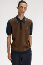 FRED PERRY Polo em malha com losangos tónico