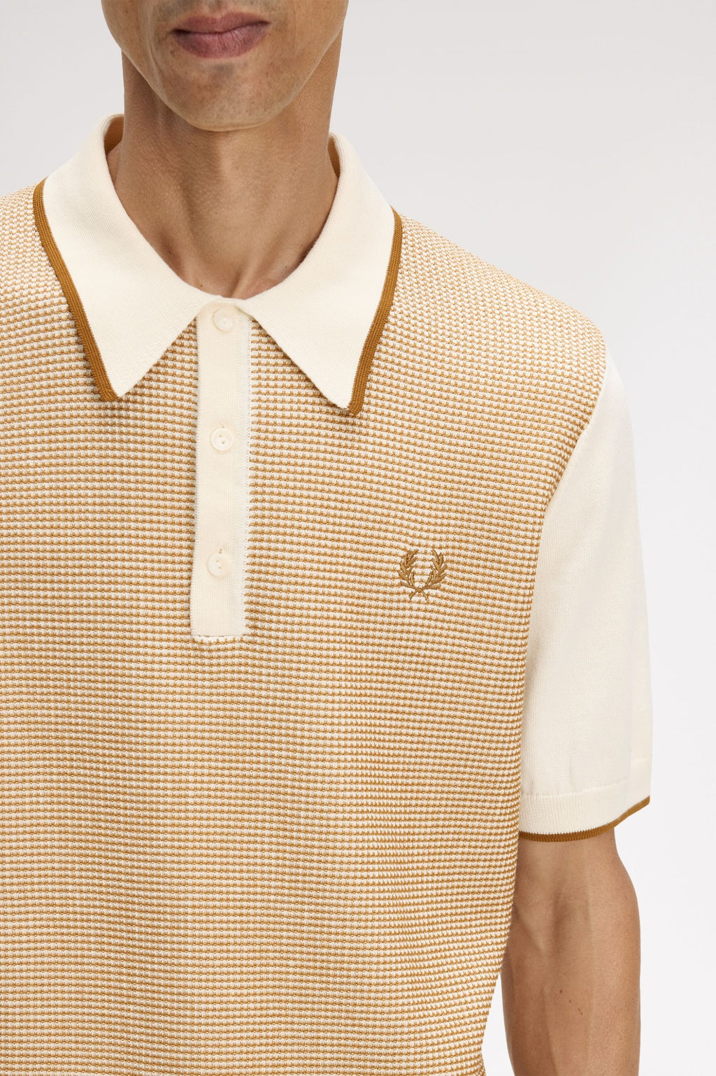 FRED PERRY Polo em malha com losangos tónico